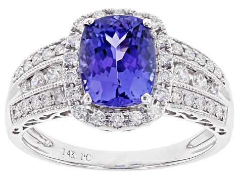 Cruise Ship Collection Blue Tanzanite Rhodium Over 14K White Gold Ring 2.27ctw
