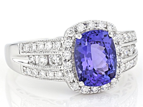 Cruise Ship Collection Blue Tanzanite Rhodium Over 14K White Gold Ring 2.27ctw