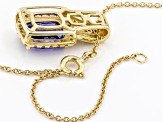 Cruise Ship Collection Blue Tanzanite with Round Diamond 14K Yellow Gold Pendant with Chain 2.13ctw