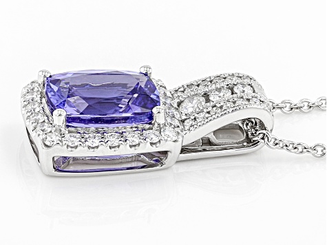 Cruise Ship Collection Blue Tanzanite Rhodium Over 14K White Gold Pendant with Chain 2.13ctw