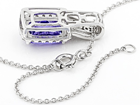 Cruise Ship Collection Blue Tanzanite Rhodium Over 14K White Gold Pendant with Chain 2.13ctw