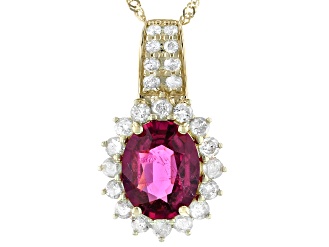 Red Rubellite 14K Yellow Gold Pendant With Chain 2.04ctw