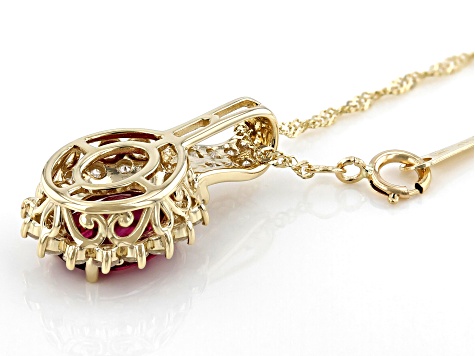 Red Rubellite 14K Yellow Gold Pendant With Chain 2.04ctw