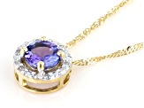 Blue Tanzanite 10K Yellow Gold Pendant With Chain 0.46ctw