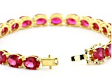 Red lab created ruby 18k yellow gold over silver bracelet 24.81ctw