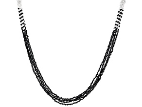 White Rainbow Moonstone, Gray Labradorite & Black Spinel Sterling Silver Multi-Strand Necklace