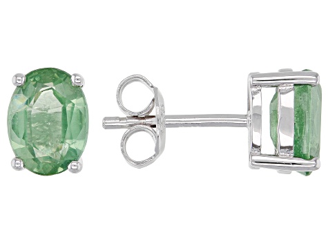 Green Mint Kyanite Rhodium Over Silver Earrings 2.74ctw