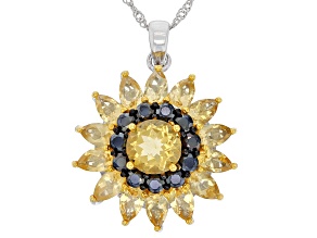 Yellow Brazilian Citrine Rhodium Over Silver Pendant With Chain 1.40ctw