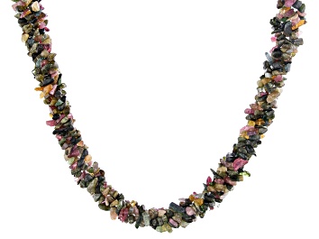 Picture of Multi-Tourmaline sterling silver twisted chip necklace