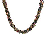 Multi-Tourmaline sterling silver twisted chip necklace