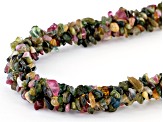 Multi-Tourmaline sterling silver twisted chip necklace