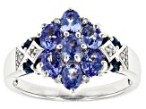 Blue Tanzanite Rhodium Over Sterling Silver Ring 1.14ctw