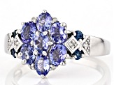Blue Tanzanite Rhodium Over Sterling Silver Ring 1.14ctw