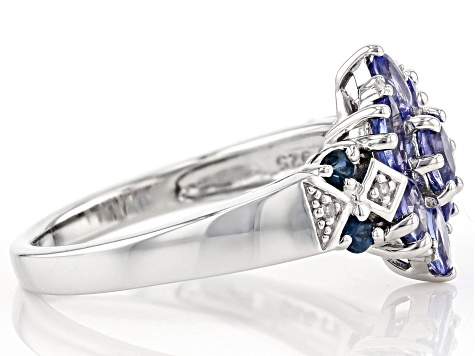 Blue Tanzanite Rhodium Over Sterling Silver Ring 1.14ctw