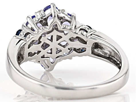 Blue Tanzanite Rhodium Over Sterling Silver Ring 1.14ctw