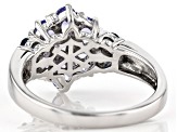 Blue Tanzanite Rhodium Over Sterling Silver Ring 1.14ctw