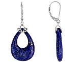Blue Lapis Lazuli Rhodium Over Silver Earrings