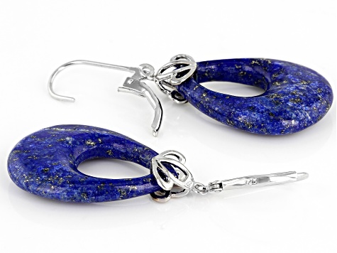Blue Lapis Lazuli Rhodium Over Silver Earrings