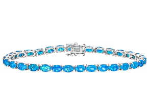 Paraiba Blue Color Opal Rhodium Over Sterling Silver Bracelet 6.90ctw