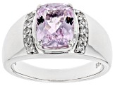 Pink kunzite rhodium over sterling silver ring 2.63ctw