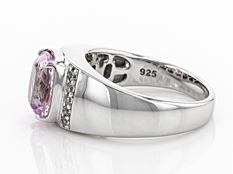 Pink kunzite rhodium over sterling silver ring 2.63ctw