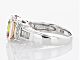 Mulit Color Quartz Rhodium Over Sterling Silver Ring 3.69ctw