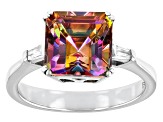 Multi Color Quartz Rhodium Over Sterling Silver Ring 2.15ctw