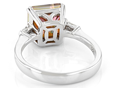 Multi Color Quartz Rhodium Over Sterling Silver Ring 2.15ctw