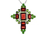 Red Garnet Rhodium Over Silver Pendant With Chain 12.93ctw