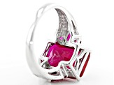 Red Lab Created Ruby Rhodium Over Sterling Silver Ring 7.42ctw