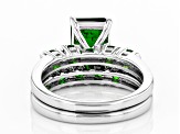 Green Chrome Diopside Rhodium Over Silver Ring With Band 2.86ctw