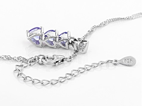 Blue Tanzanite Rhodium Over Silver Pendant with Chain .83ctw