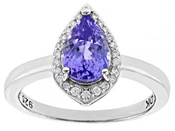 Picture of Blue Tanzanite Rhodium Over Silver Ring 1.32ctw