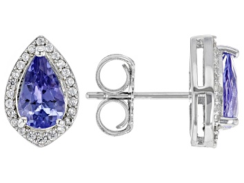 Picture of Blue Tanzanite Rhodium Over Silver Earrings 1.77ctw