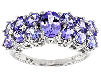 Argent Sterling 925 1.20 CTW Natural Tanzanite Gemme Femmes Statement Ring