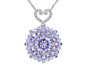Blue Tanzanite Rhodium Over Sterling Silver Pendant with Chain 6.17ctw