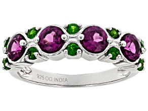 Purple Rhodolite Rhodium Over Sterling Silver Band Ring 1.55ctw