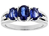 Blue Kyanite Rhodium Over Sterling Silver Ring 2.01ctw