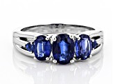 Blue Kyanite Rhodium Over Sterling Silver Ring 2.01ctw