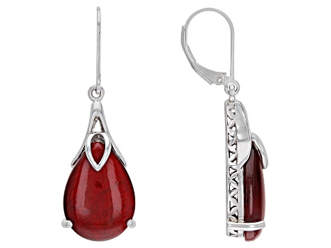 Red Tiger S Eye Rhodium Over Sterling Silver Earrings Onh326 Rhodium Over Sterling Silver Earrings