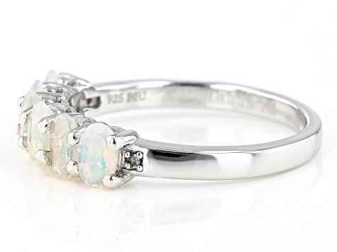 Multicolor Ethiopian Opal Rhodium Over Sterling Silver Ring .82ctw ...