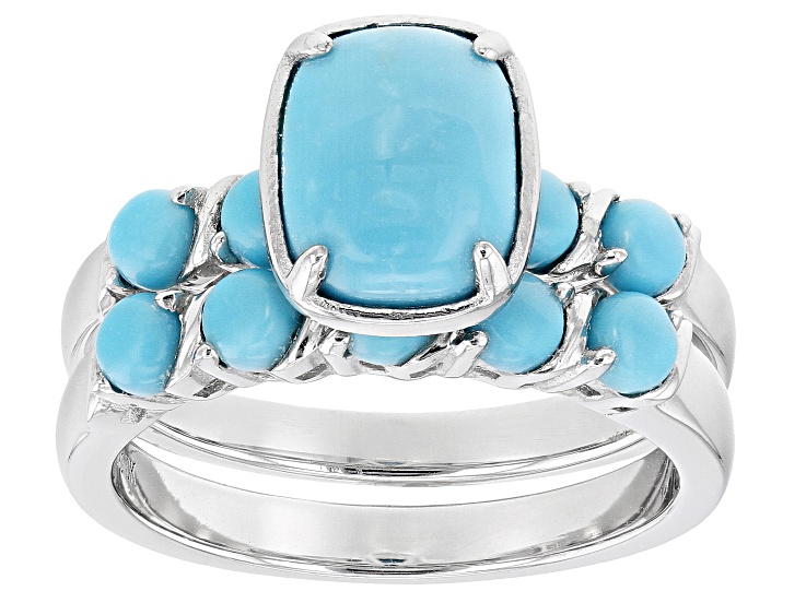 Blue Sleeping Beauty Turquoise Sterling Silver Ring Set - OOH002 | JTV