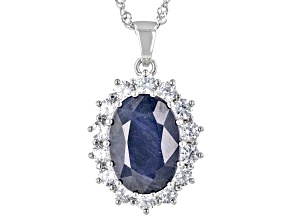 Blue Mahaleo® Sapphire Rhodium Over Silver Pendant With Chain 9.17ctw