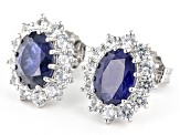 Blue Mahaleo® Sapphire Rhodium Over Sterling Silver Earrings 5.93ctw