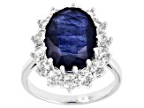 Blue Mahaleo® Sapphire Rhodium Over Sterling Silver Ring 9.17ctw