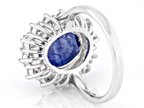 Blue Mahaleo® Sapphire Rhodium Over Sterling Silver Ring 9.17ctw