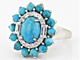 Blue Composite Turquoise Rhodium Over Sterling Silver Ring 0.48ctw