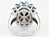 Blue Composite Turquoise Rhodium Over Sterling Silver Ring 0.48ctw