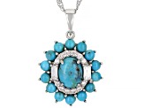 Blue Composite Turquoise Rhodium Over Sterling Silver Pendant With Chain 0.48ctw