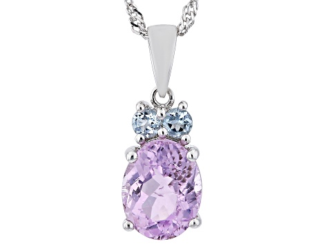 Pink Kunzite Rhodium Over Sterling Silver Pendant With Chain 3.35ctw
